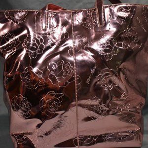 Betsey Johnson Pink Metallic with Flowers Tote